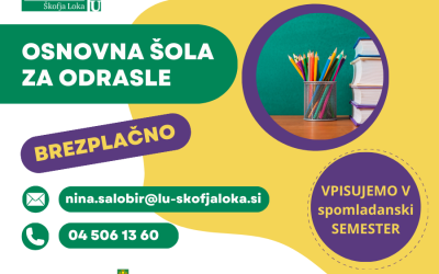 VPISUJEMO: spomladanski semester v programu Osnovna šola za odrasle