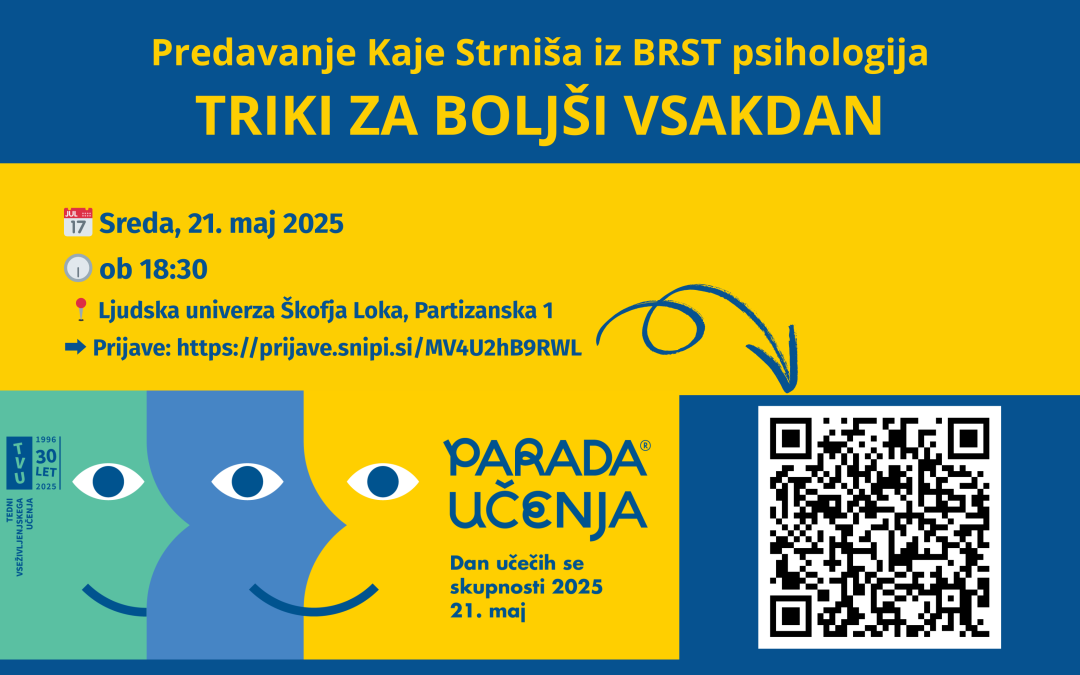To ni še eno predavanje. To je priložnost, da začneš drugače razmišljati – o sebi.
